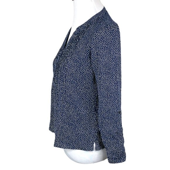 LL Bean Polka Dot Long Sleeve T Shirt Navy Blue White Size Petite Small - Picture 4 of 9